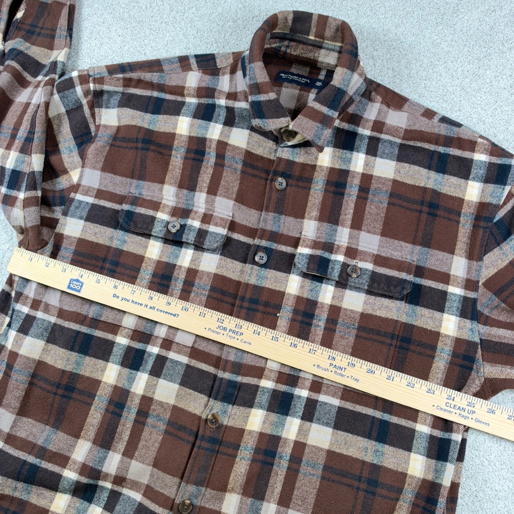 Abercrombie & Fitch Flannel Shirt Mens XXL Brown Plaid Soft A&F Heavy - Picture 4 of 7
